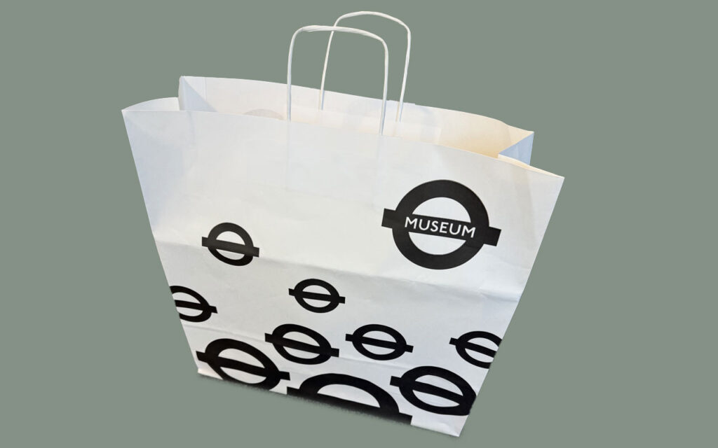 twisted handle paper carrier bags for london transport museum